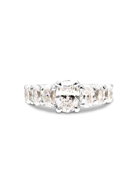 The Oval Banks White Gold Cultured Diamond Ring