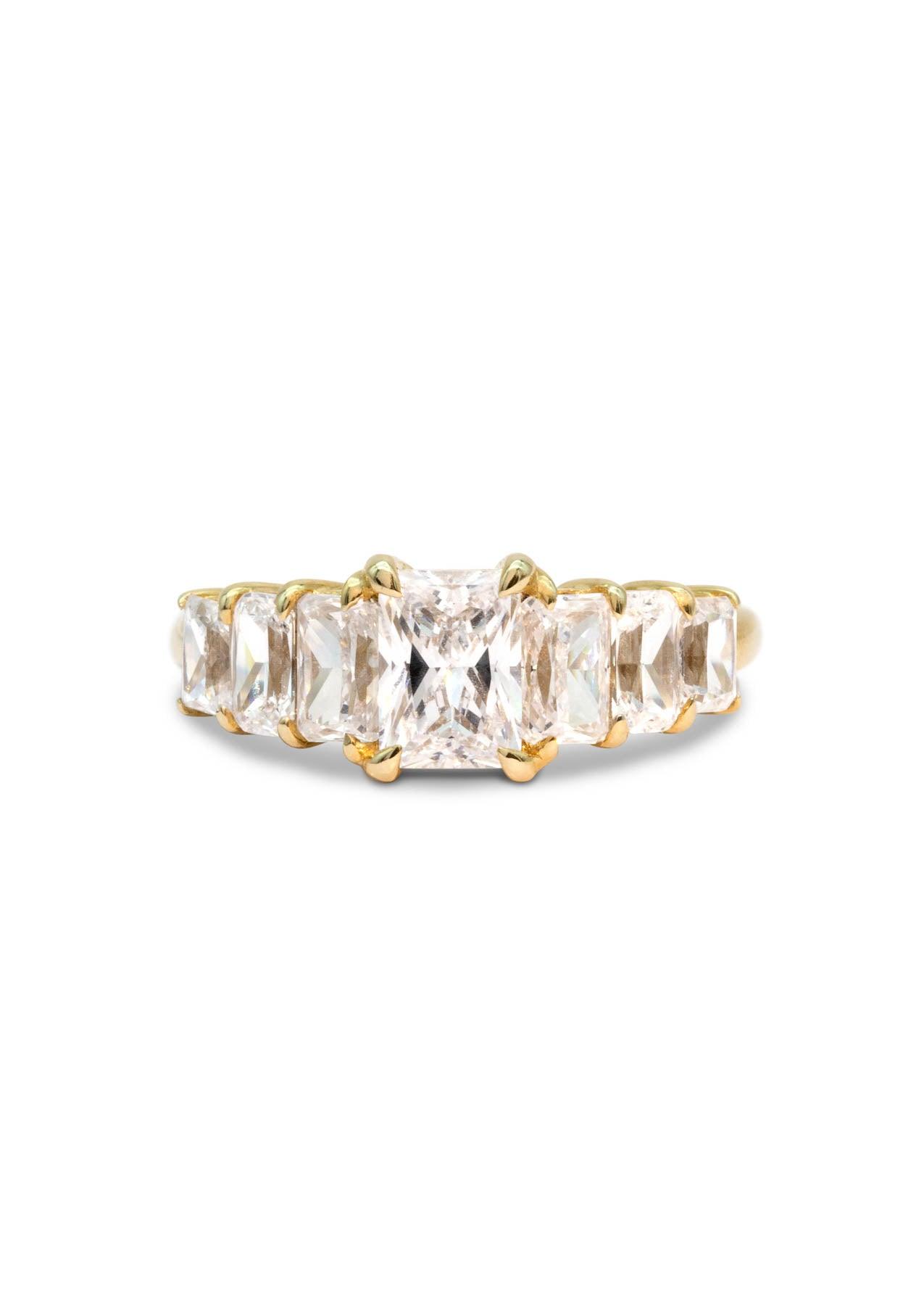 The Radiant Banks Yellow Gold Cultured Diamond Ring