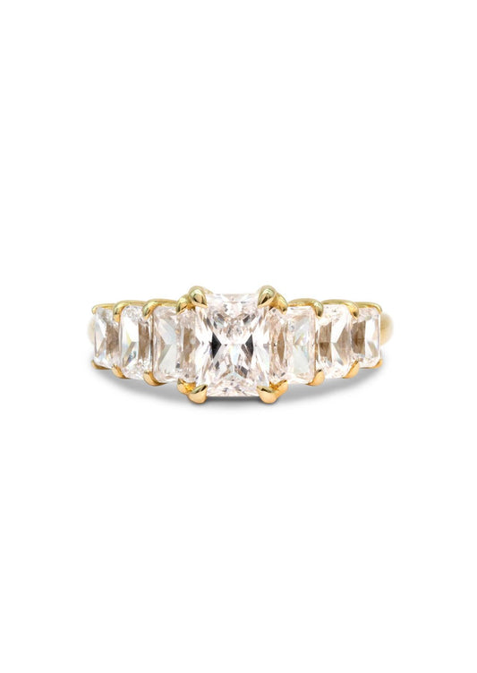 The Radiant Banks Yellow Gold Cultured Diamond Ring - Molten Store