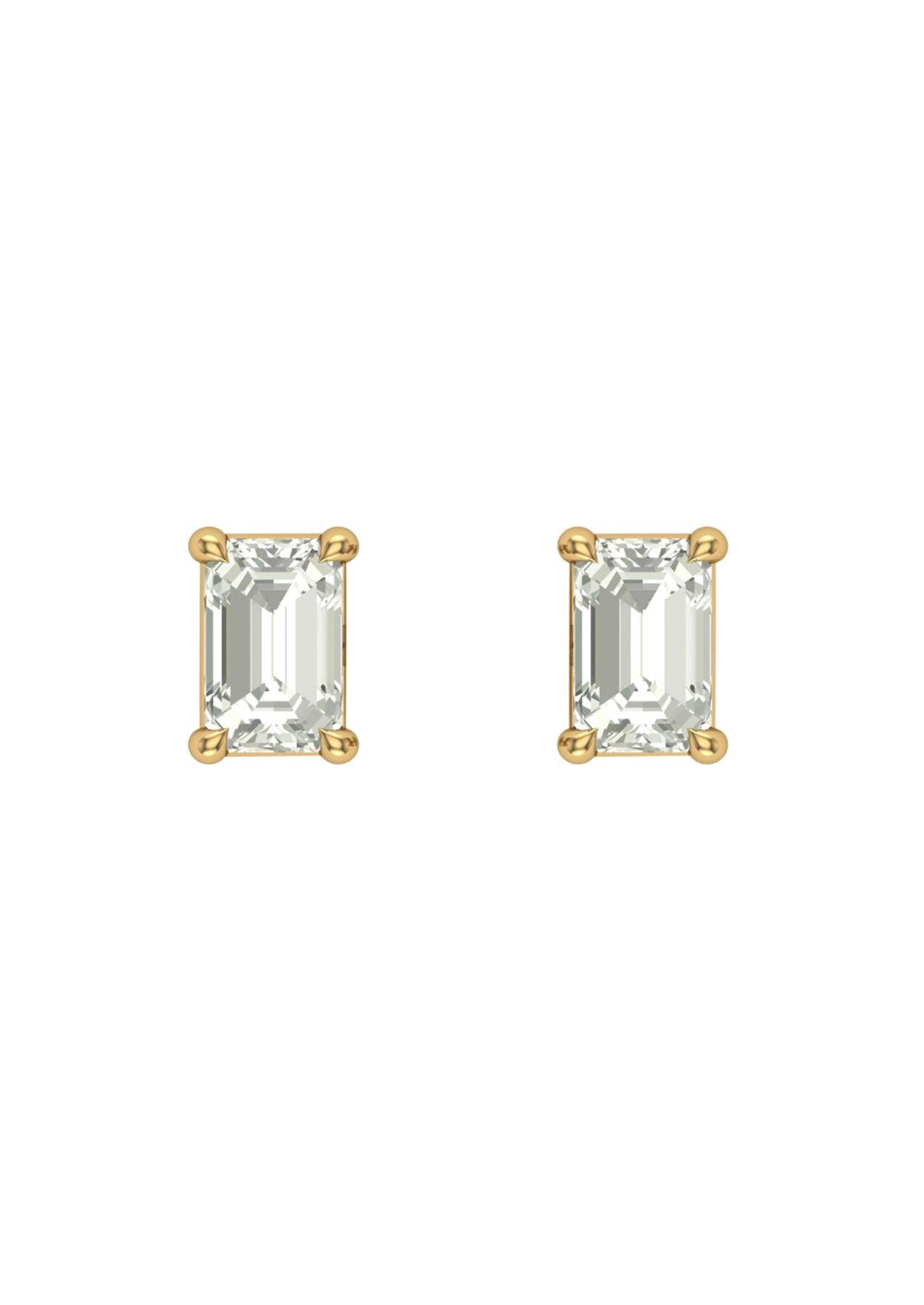 The Poe Yellow Gold 0.6ct Emerald Cultured Diamond Earrings