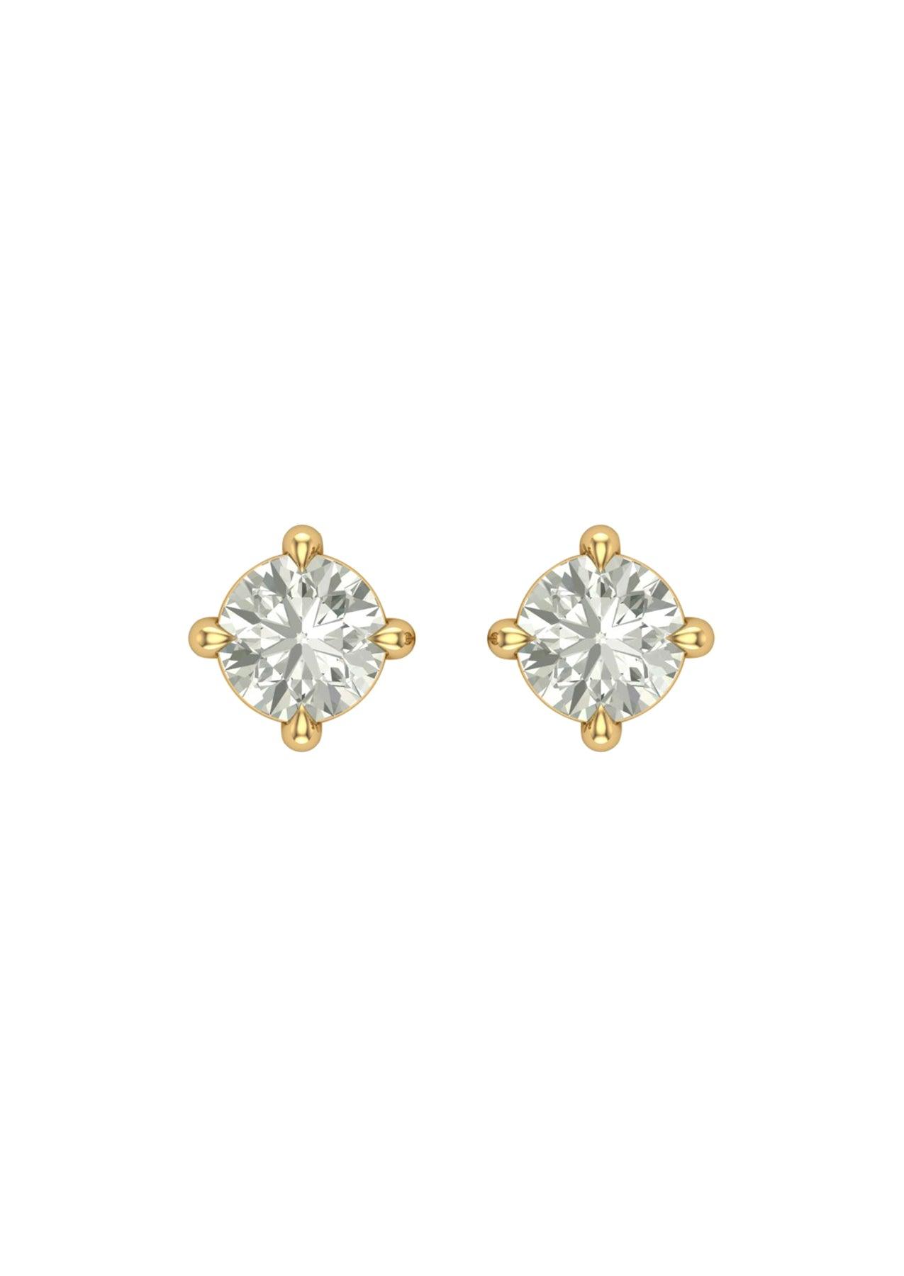 The Poe Yellow Gold 0.6ct Round Cultured Diamond Earrings