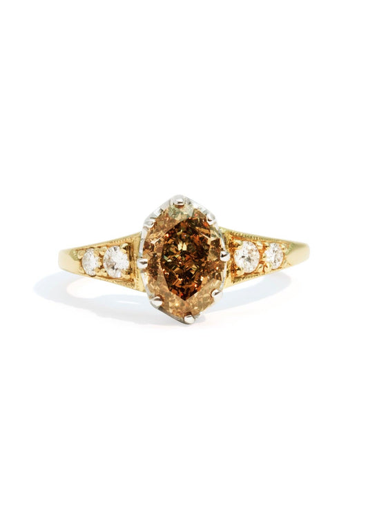 The Magnolia Ring with 2.61ct Oval Champagne Diamond - Molten Store