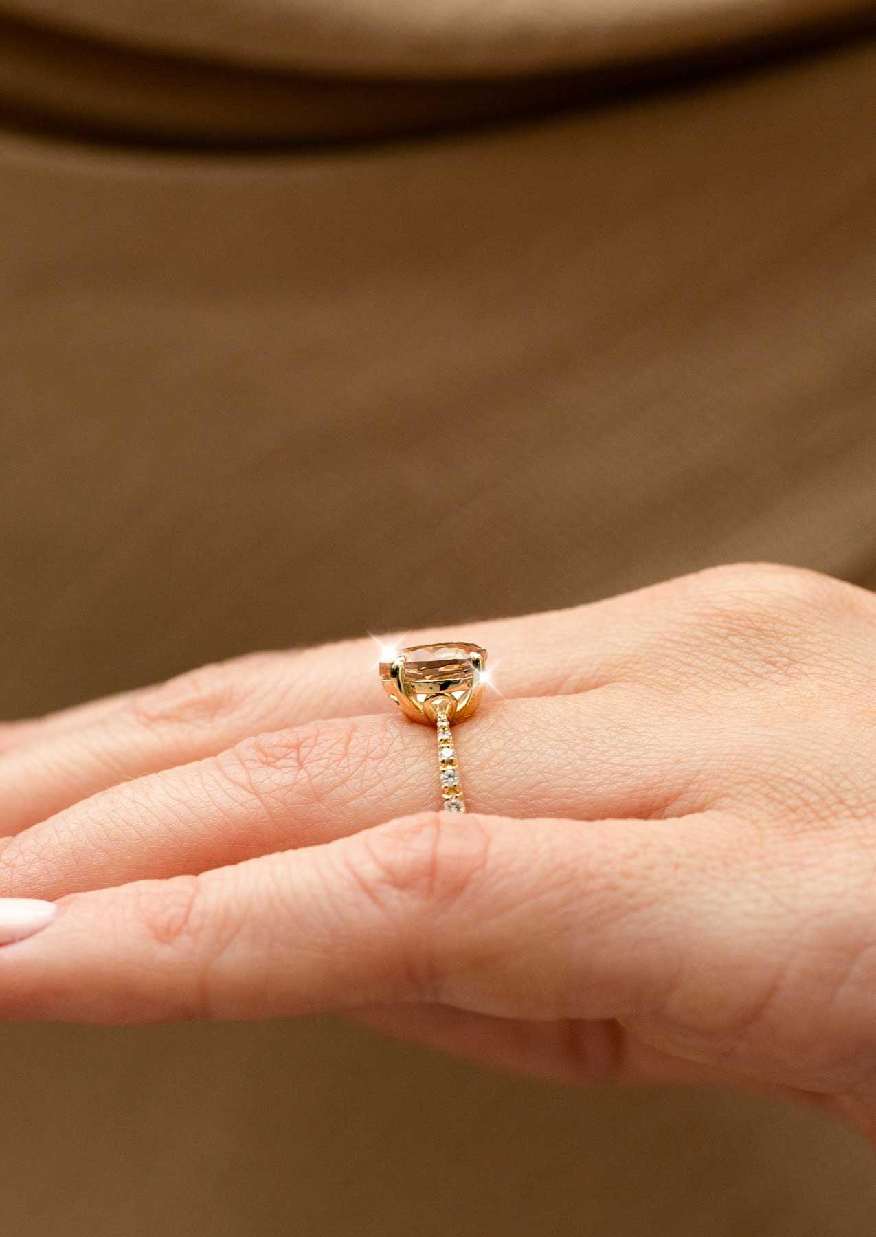 The Celine Ring with 1.44ct Pear Peach Morganite - Molten Store