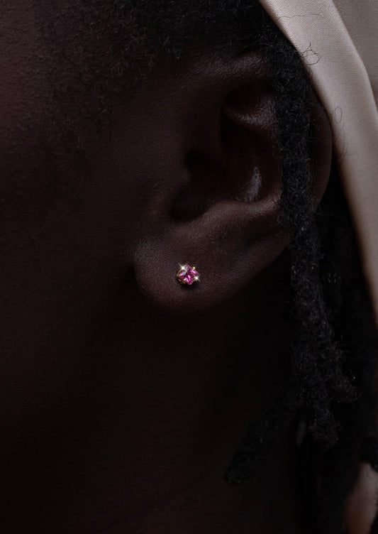 The Poppy Pink Sapphire Stud Earrings
