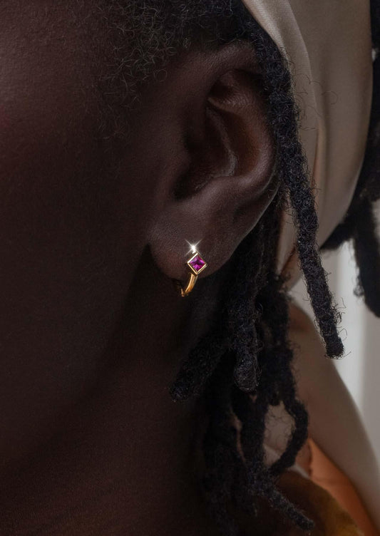 The Peach Pink Sapphire Huggie Earrings