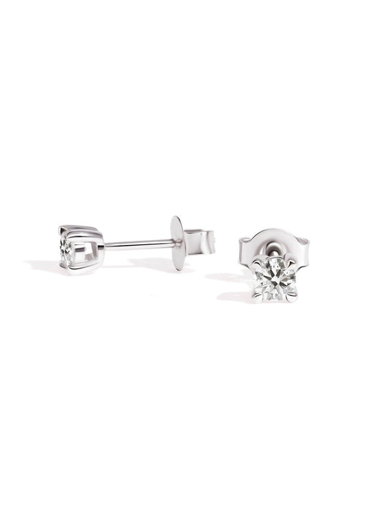 The Poe White Gold Round Cultured Diamond Earrings