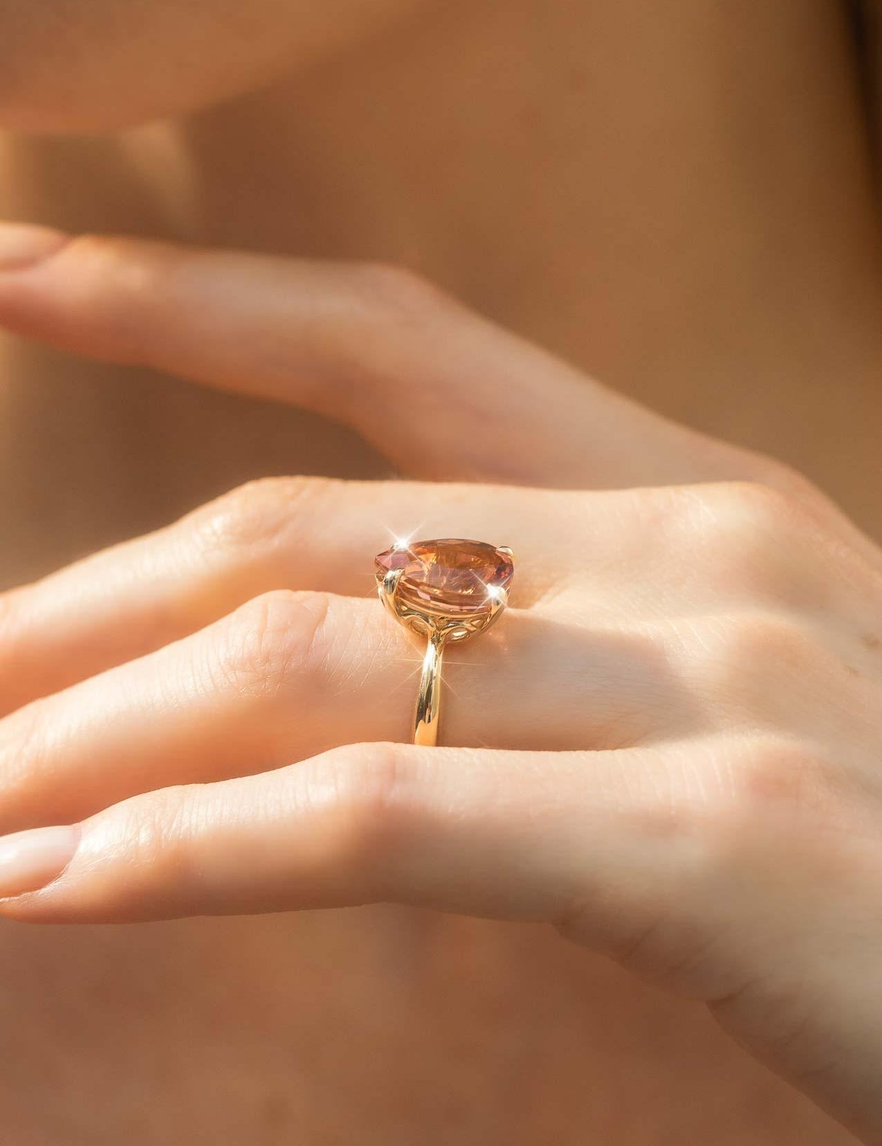The June 4.2ct Peach Tourmaline Ring - Molten Store