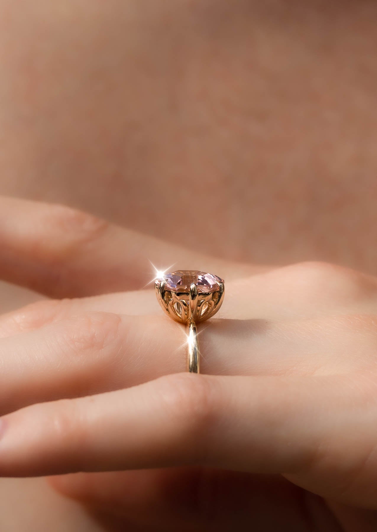 The June Ring with 3.81ct Peach Tourmaline