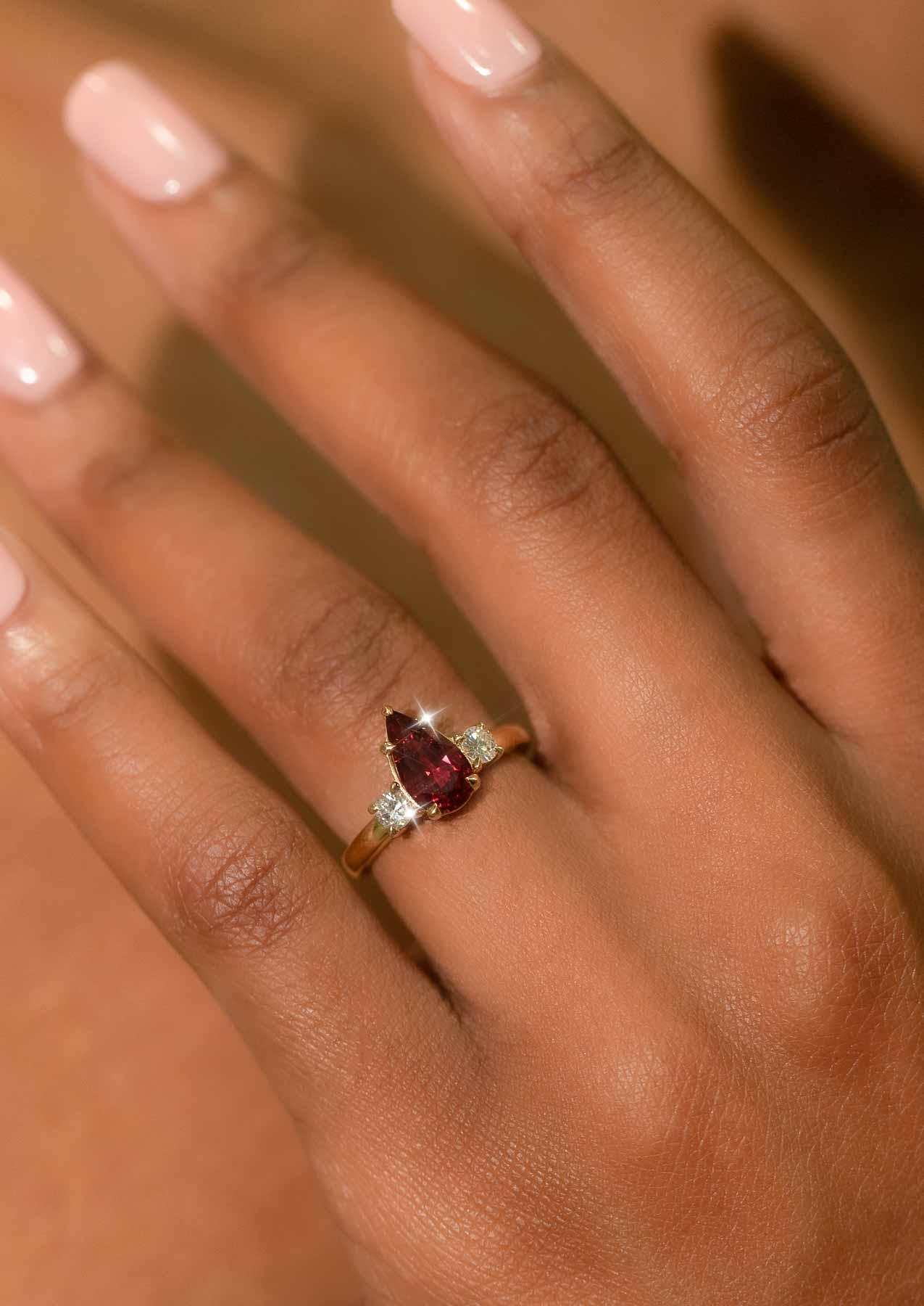 The Ada Ring with 1.91ct Pear Cherry Spinel - Molten Store
