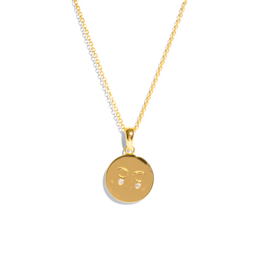 The Gold Diamond Moon Child Pendant Necklace