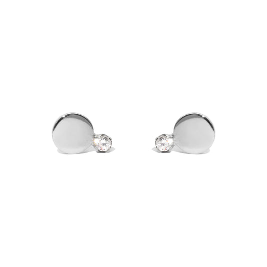 The Silver Diamond Horizon Stud Earrings