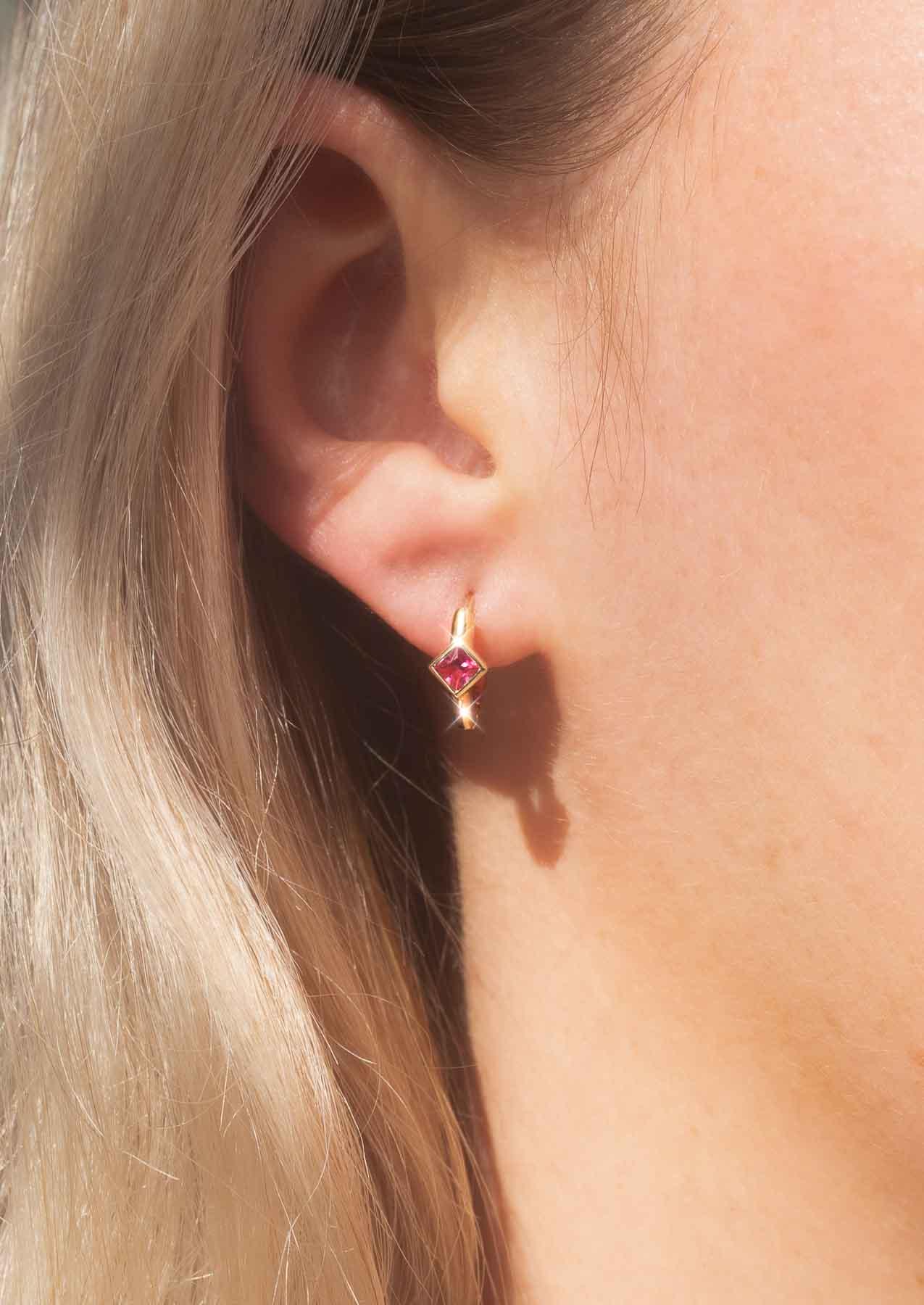 The Peach Pink Sapphire 9ct Solid Gold Huggie Earrings - Molten Store