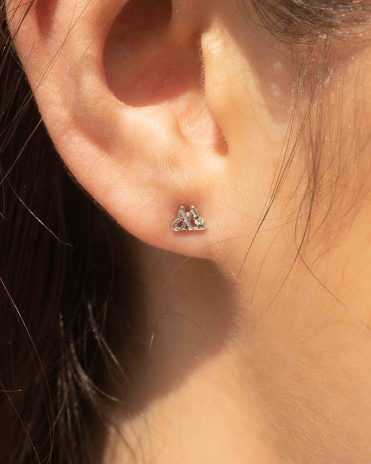 The Silver Diamond Insignia Stud Earrings