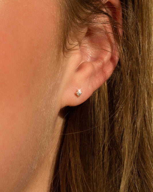 The Solid Gold Diamond Dot Stud Earrings