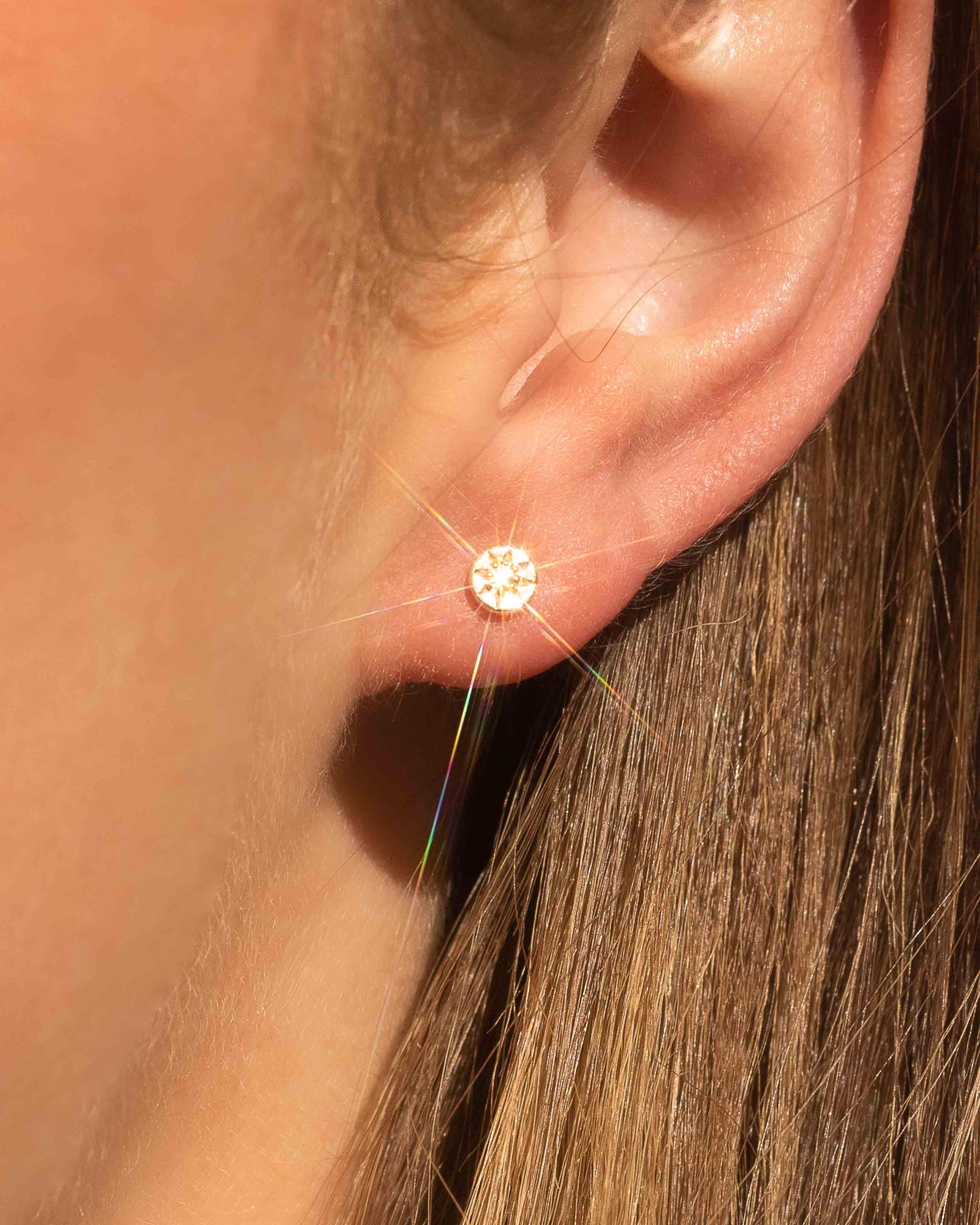 The Diamond Compass 9ct Solid Gold Stud Earrings - Molten Store
