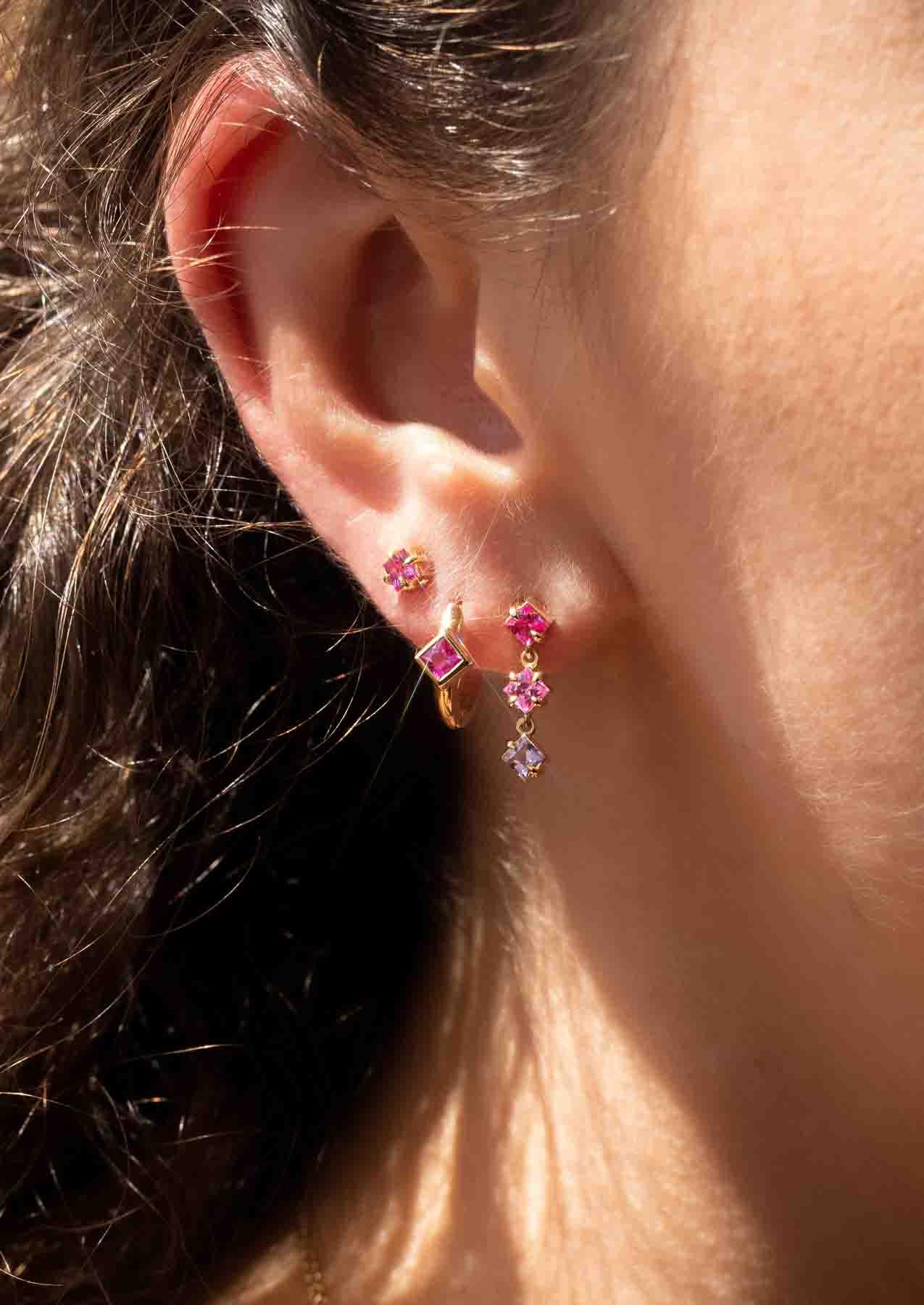 The Poppy Pink Sapphire 9ct Solid Gold Stud Earrings - Molten Store