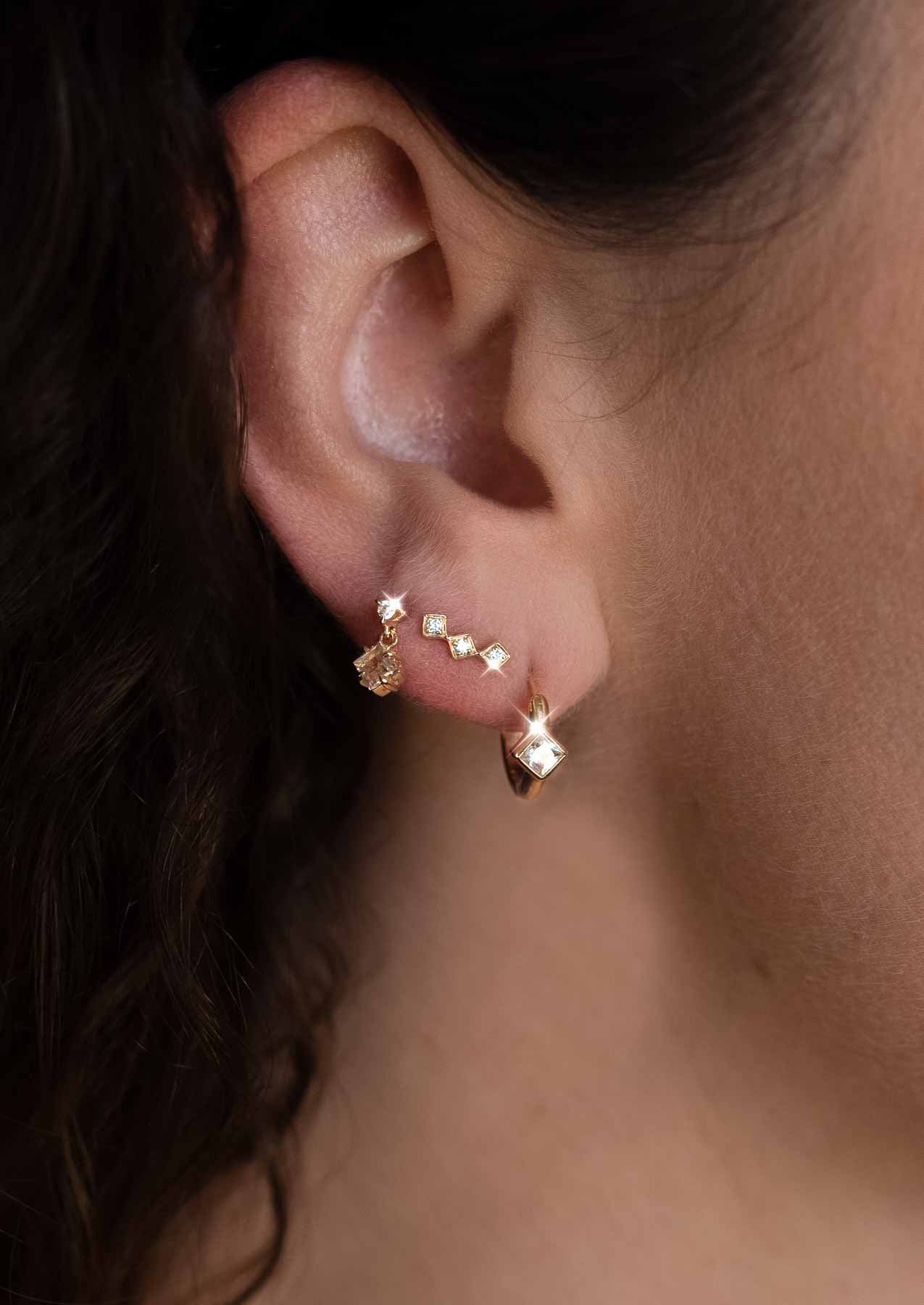 The Solid Gold Diamond Mini Climber Earrings