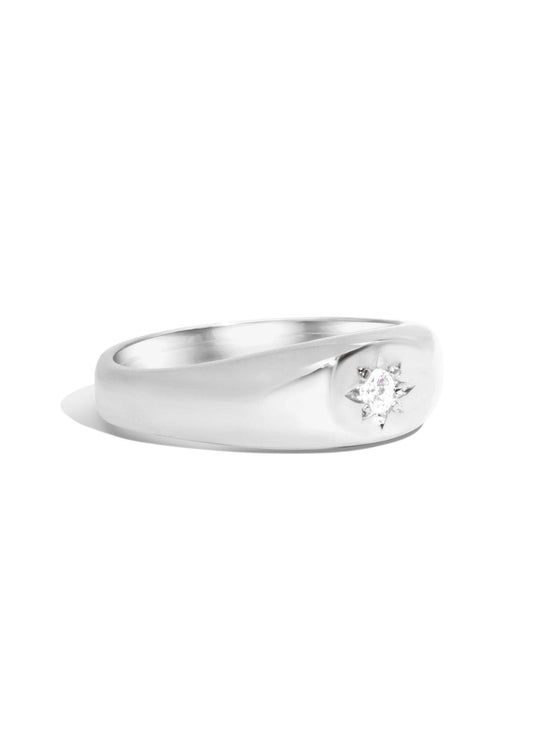 The Astra White Gold Signet Ring - Molten Store