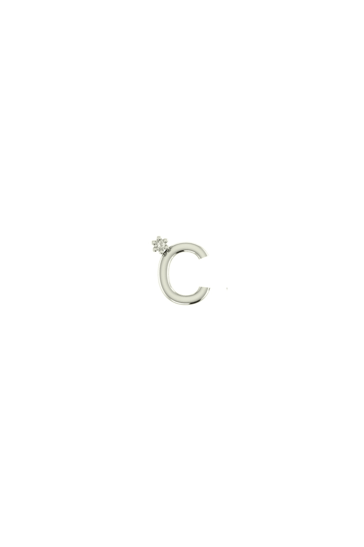 The Letter White Gold Cultured Diamond Stud Earring (Single)