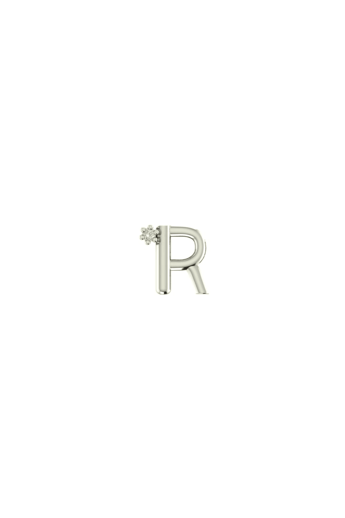 The Letter White Gold Cultured Diamond Stud Earring (Single)