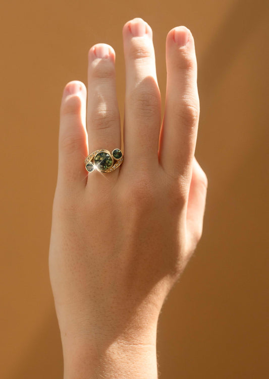 The Christine Vintage Parti Sapphire & Diamond Ring
